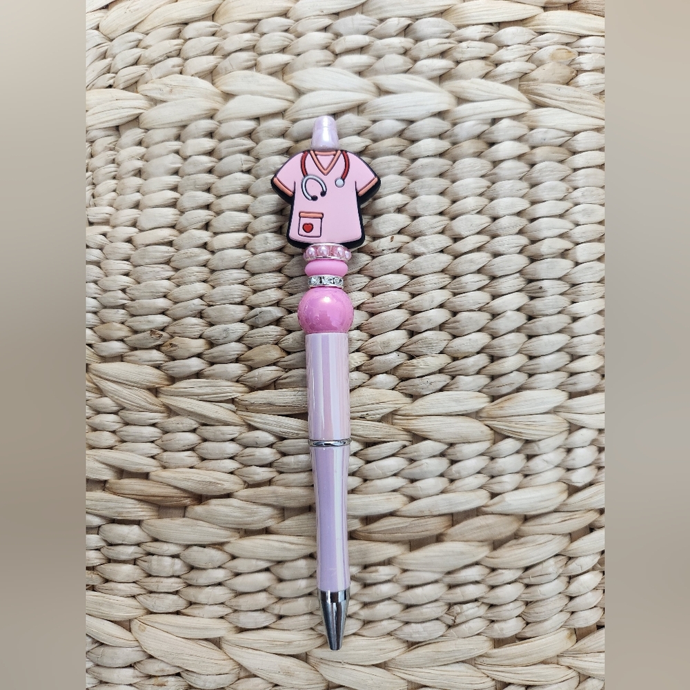 Pink Nurse Beaded Pen